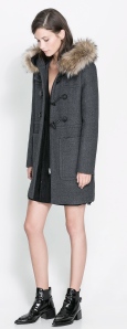 Zara duffle coat with fur hood
